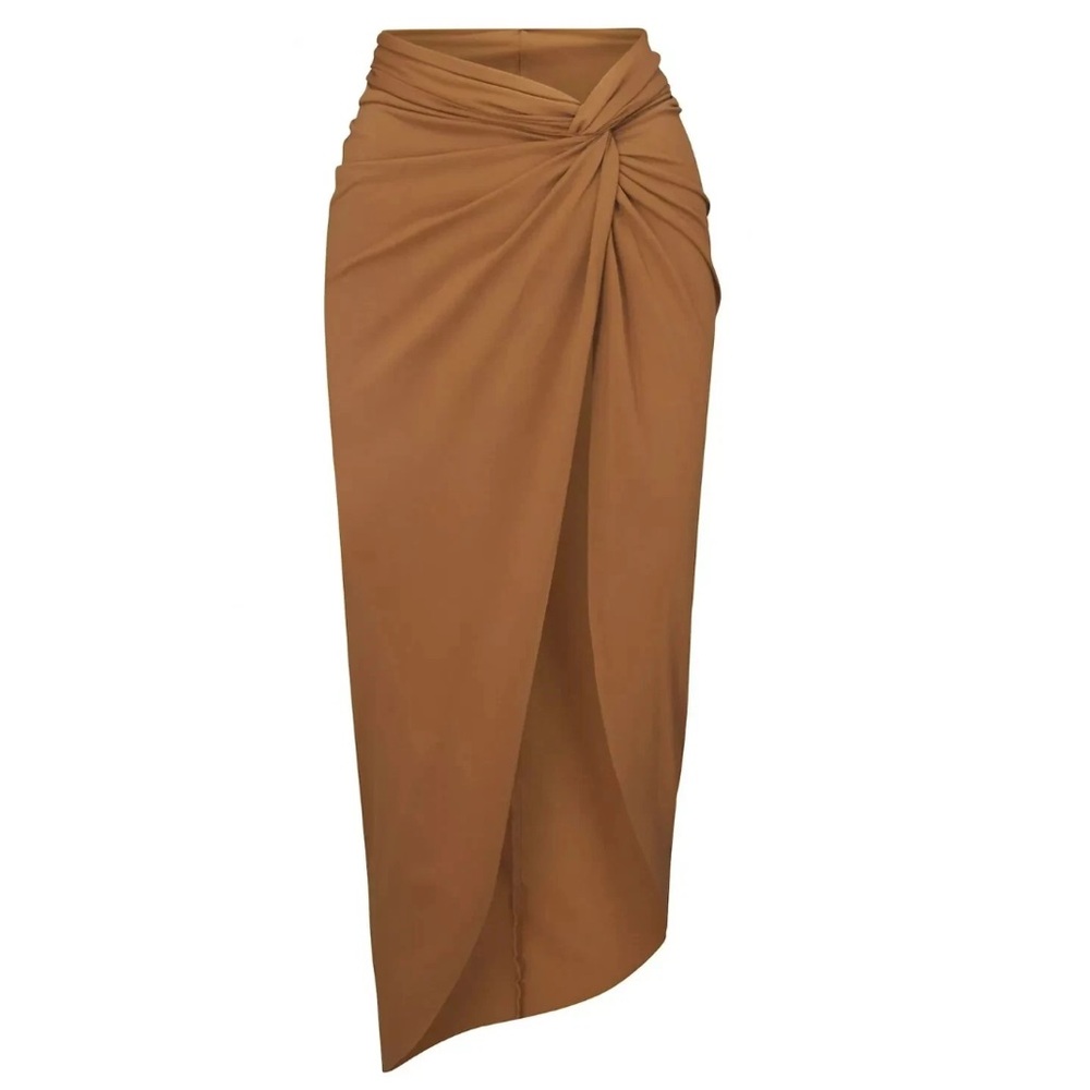 NWT Skims Signature Swim Front Knot Sarong Skirt Women's SW-SKT-0016 ALMOND-XS